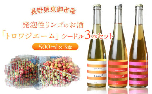 「トロワジエーム」シードル3本セット／発泡性リンゴのお酒 | りんご 500ml 3種 427996 - 長野県東御市