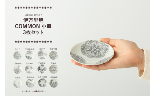 伊万里焼 COMMON 小皿 3枚セット (※12種からお選びください。) 玉有