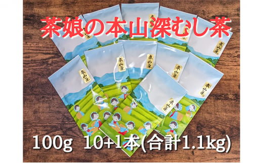 【茶娘の深むし茶】静岡市産深むし茶100g『10+1本』合計1.1kg [№5550-1135]