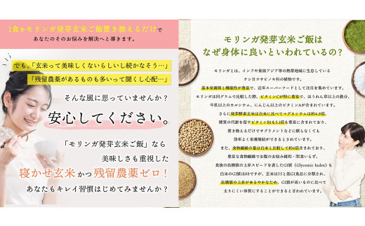 【 3食 お試し セット 】Moringa brown rice( モリンガ 発芽 玄米 ご飯 ) 125g×3食 計375g