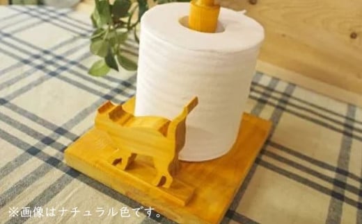 ペーパーホルダー 猫型 ロール 横向き 手作り ハンドメイド ひのき wood 木製 阿波市