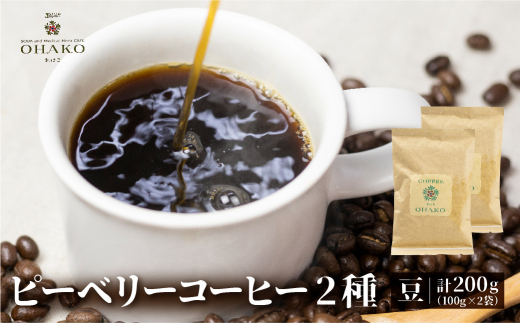 人気2種飲み比べ 珈琲豆 ブラジルショコラ・OHAKOブレンド 各100g2袋 計200g コーヒー豆 ピーベリーコーヒー
