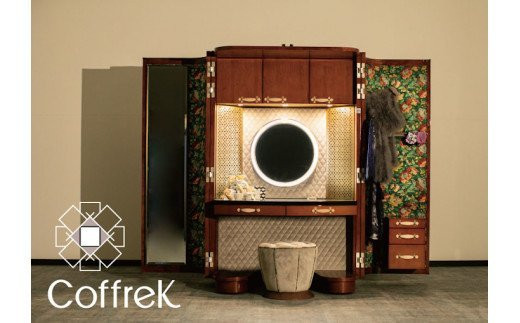 60A1613 【CoffreK】空間演出家具 ポップアップ ドレッサー　グリーン[髙島屋選定品］