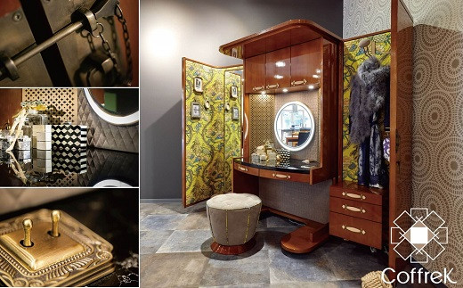 60A1624 【CoffreK】空間演出家具 ポップアップ ドレッサー　イエロー[髙島屋選定品］