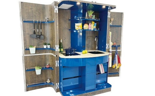 60A1683 【CoffreK】空間演出家具 ポップアップ ミニキッチン　ブルー[髙島屋選定品］