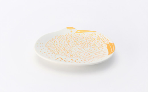幸楽窯とオリジナルで製作した白マット金彩鶴銘々皿です。