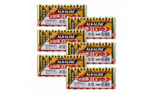 ELPA アルカリ乾電池 単3形 48本セット（8本パック×6） LR6AB/8S-6P