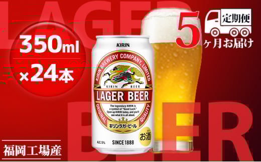 【定期便5回】キリンラガービール 350ml（24本）福岡工場産 ビール キリンビール