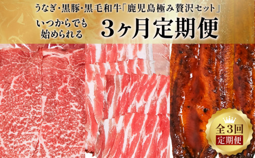 いつからでも定期便 全3回 うなぎ 黒豚 黒毛和牛 鹿児島極み贅沢セット K086 T09 4280 鹿児島県鹿児島市 Au Pay ふるさと納税