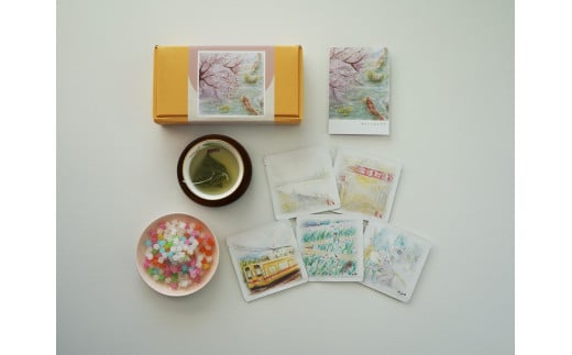 [あだちのおみやげ] 高校生の風景画をコラボさせた日本茶ティーバッグと金平糖 [0192]