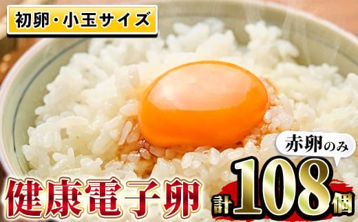A-1636H 健康電子卵・初卵108個（赤卵） 436621 - 鹿児島県いちき串木野市
