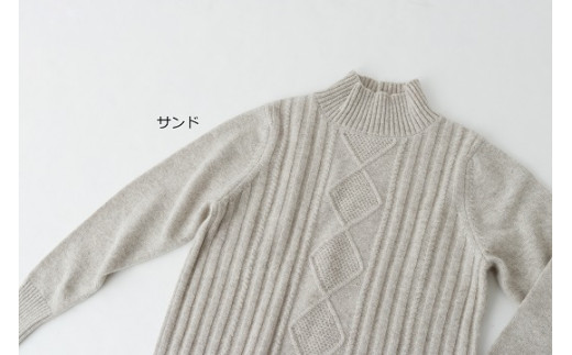 ☆NEW☆【UTOカシミヤ】 ハイネックダイヤ柄セーター(M シャモア