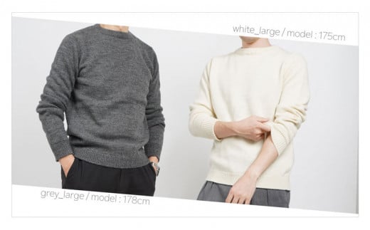 【ユニセックス】 ミドルゲージ　プレーン　セーター （ホワイト・XL）　046-H-SS021-WHXL