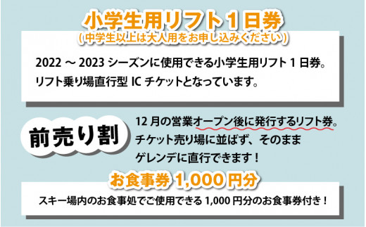 スキージャム勝山 リフト一日券 千円分お食事券付 2枚セット - スキー場