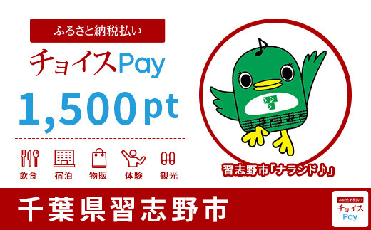習志野市チョイスPay 1500pt(1pt=1円)