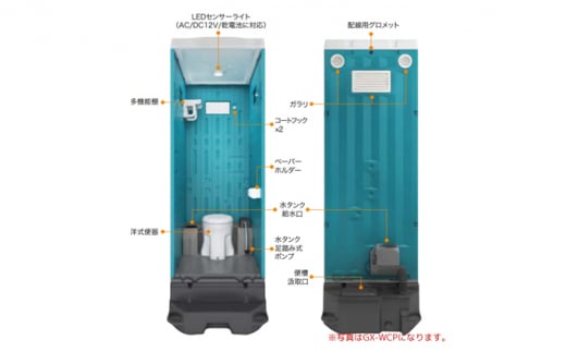 日野興業 仮設トイレ GX-WCP 簡易水洗式 樹脂製 洋式便器-