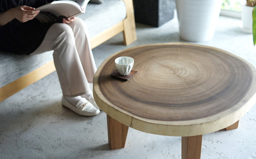 一枚板 ローテーブル モンキーポッド 丸 輪切り テーブル - 熊本県菊陽