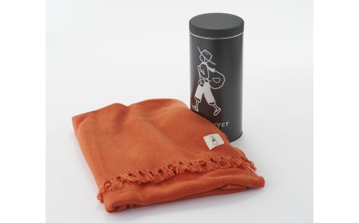 カシミア手織りストール(ディープオレンジ)・黒缶 FCCS100011 487253 - 新潟県燕市