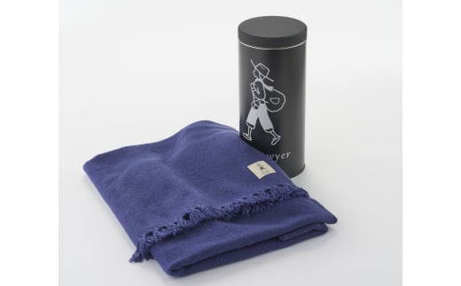 カシミア手織りストール(青紫)・黒缶 FCCS100005 487247 - 新潟県燕市