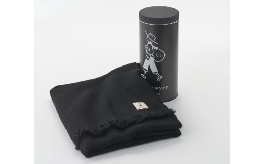 カシミア手織りストール(ブラック)・黒缶 FCCS100007 487249 - 新潟県燕市