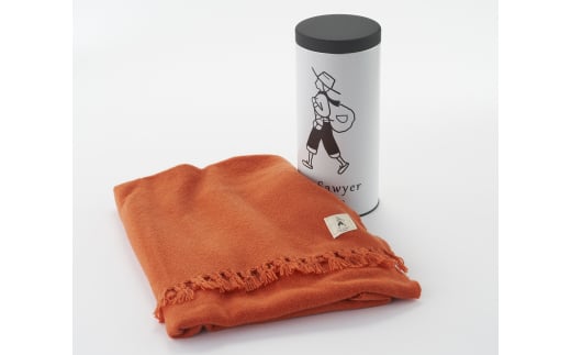 カシミア手織りストール(ディープオレンジ)・白缶 FCCS100010 487252 - 新潟県燕市