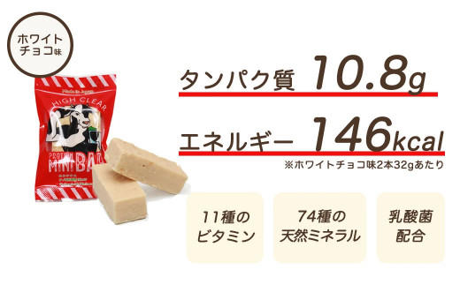 【定期便3か月連続】 ハイクリアー プロテインバー mini BAR ホワイトチョコ味（2本入り×12袋）×3か月【18011】