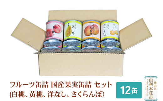 Sanuki フルーツ缶詰 国産果実缶詰 12缶セット(白桃、黄桃、洋なし