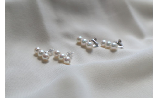 3piecesパールピアスorイヤリング 選択可 6.5-7.0mm 井上真珠店 アクセサリー アコヤ真珠 ファッション 特産品 国産 愛媛 宇和島　A100-004006~07