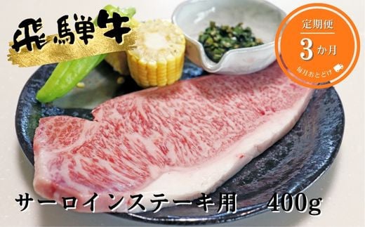 【3ヶ月定期便】A5等級飛騨牛サーロインステーキ用400g