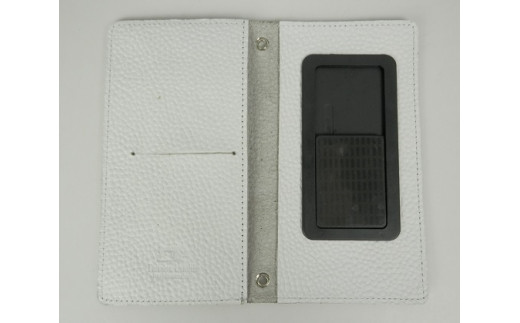 H-184　本革スマホカバー（手帳型Ｌサイズ）　ホワイト|