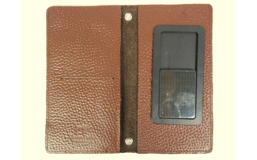 H-184　本革スマホカバー（手帳型Ｌサイズ）　ブラウン