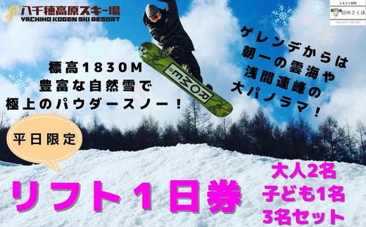 八千穂高原スキー場　平日限定　（大人2名・子ども1名）3名セット リフト１日券〔AD-03〕|アドバンス株式会社