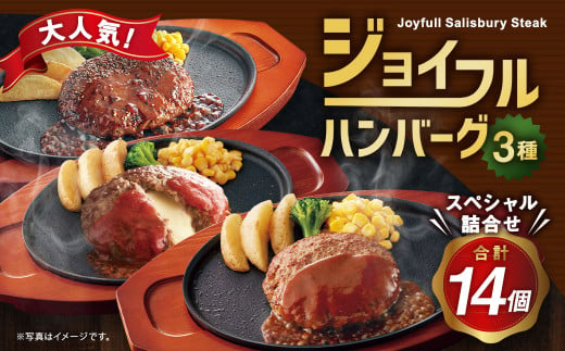 ジョイフルハンバーグ スペシャル詰合せ 3種(14個) 牛肉 焼くだけ 990125 - 熊本県菊池市