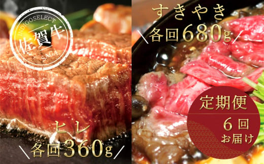 [定期便]佐賀牛ひれステーキ360g&すき焼き用680g(年間6回)