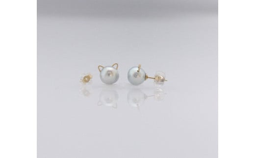 バロック にゃんこ ピアス 7.5mm Yamashita-Pearl アクセサリー アコヤ真珠 パール ファッション 特産品 国産 愛媛 宇和島  A025-021001