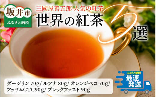 【お歳暮】世界の紅茶(リーフタイプ) 5選 人気の紅茶をセレクト [A-12218] 522997 - 福井県坂井市