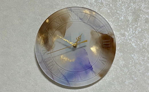 アルコールインクアート＞ナチュラルカラーのアート時計（21センチ ...