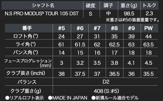 日本シャフト モーダス MODUS3 TOUR105 D.S.T S 5本セット