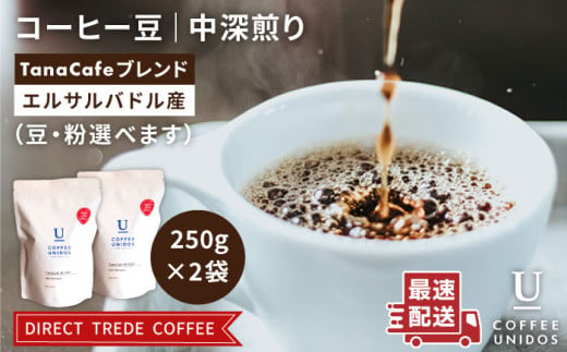 中深煎り コーヒー 豆 タナカフェブレンド 250g × 2袋（ 豆 ・ 粉 選べます ） 《糸島》 【COFFEE UNIDOS】 [AQF011]