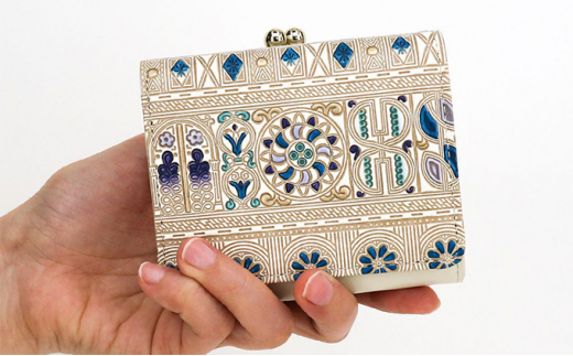 【可愛い皮革伝統工芸 文庫屋「大関」】アポロン＜ブルー＞ 三つ折りミニ財布
