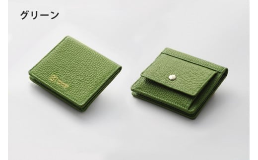 DV042【YOSHINA】コンパクト二つ折り財布（小銭入れ付き）グリーン