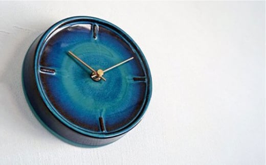 美濃焼】【 青海鼠釉 】陶磁器製 掛け時計 GLAZED CLOCK 【杉浦製陶