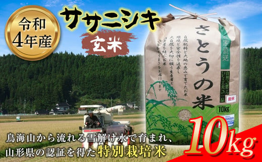 令和4年産 ササニシキ 玄米 10kg 特別栽培米 F2Y-2632 - 山形県