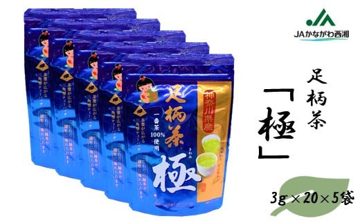 神奈川県産一番茶（本茶） ティーバッグ「極」100個セット（3ｇ×20×5袋）