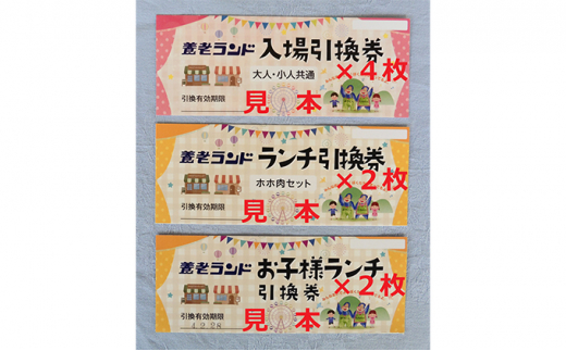 養老ランド ランチ付き入場券 入場券大人子供共通4枚 ランチ券大人2名