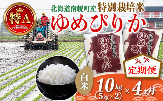 《定期便》特別栽培米 ゆめぴりか（白米）5kg×2袋×4ヵ月令和6年産 今摺り米 NP1-413 262436 - 北海道南幌町