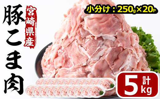 宮崎県産 豚こま切れ(計5kg・250g×