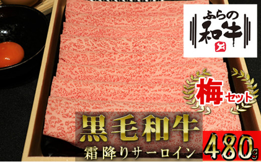 ふらの和牛【霜降りサーロイン】すき焼きセット480g（3～4人用）≪梅