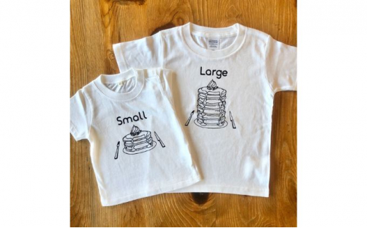 2人兄弟姉妹でおそろい/パンケーキ Small×Large プリント/ Tシャツ2枚組ギフトセット[出産祝い・誕生日・ギフト・プレゼント](80cm×100cm) 0656
