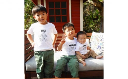 3人兄弟姉妹でおそろい/ハンバーガー SMALL×MEDIUM×BIG プリント/ Tシャツ3枚組ギフトセット[出産祝い・誕生日・ギフト・プレゼント](※その他サイズはご注文後の確認) 0654